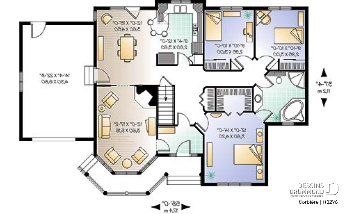 Rez-de-chaussée - Bungalow offrant 3 chambres, suite des maîtres, foyer au salon et garage - Corbière