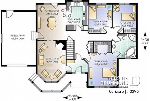 Rez-de-chaussée - Bungalow offrant 3 chambres, suite des maîtres, foyer au salon et garage - Corbière
