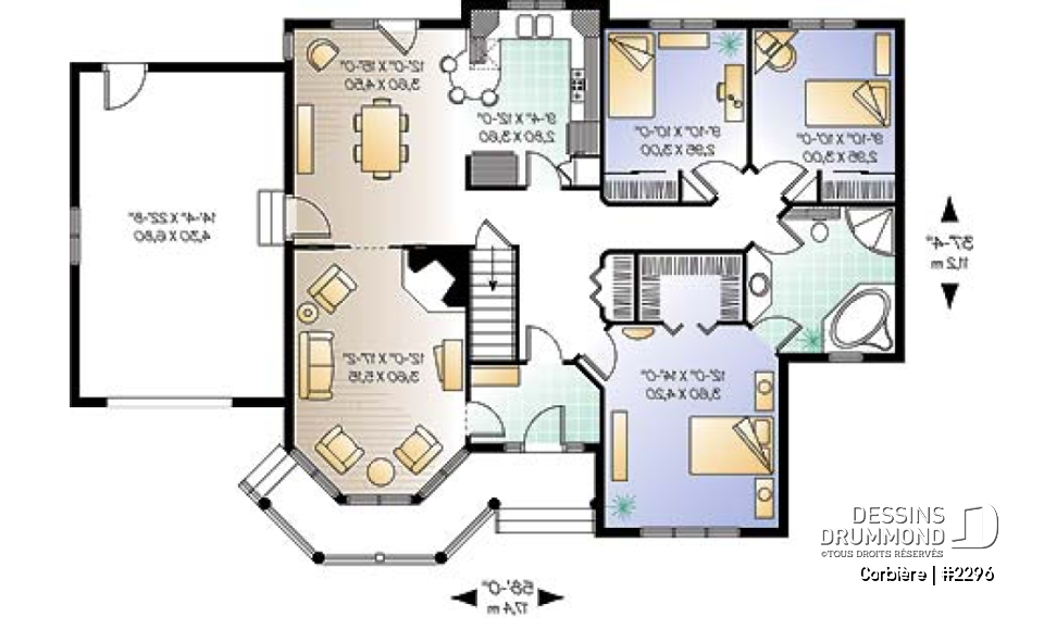 Rez-de-chaussée - Bungalow offrant 3 chambres, suite des maîtres, foyer au salon et garage - Corbière