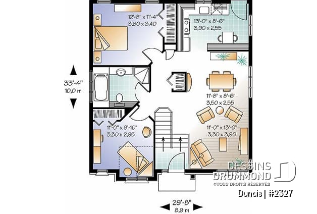 Rez-de-chaussée - Maison très économique, split level, 2 chambres, rangement - Dunois
