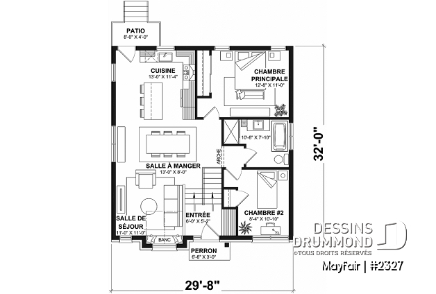 Rez-de-chaussée - Maison 2 à 5 chambres, champêtre, cuisine avec îlot, sous-sol aménagé - Mayfair
