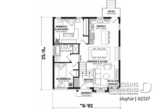 Rez-de-chaussée - Plain-pied d'inspiration campagne française, 2 à 5 chambres, 2 sdb, cuisine avec îlot, sous-sol aménagé - Mayfair