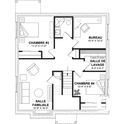 Sous-sol aménagé (Optionel $) - Plan de plain-pied, 2 à 5 chambres, 1 ou 2 sdb, cuisine avec îlot, sous-sol aménagé optionnel ($) - Mayfair