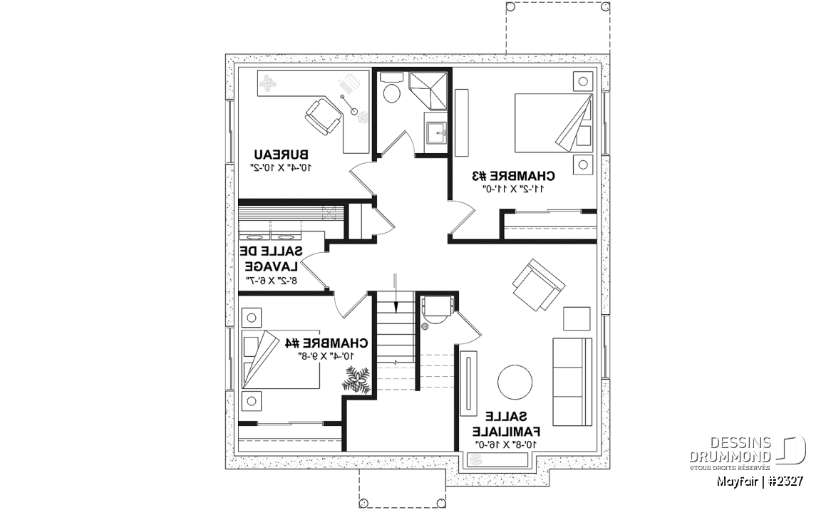 Sous-sol aménagé (Optionel $) - Plan de plain-pied, 2 à 5 chambres, 1 ou 2 sdb, cuisine avec îlot, sous-sol aménagé optionnel ($) - Mayfair