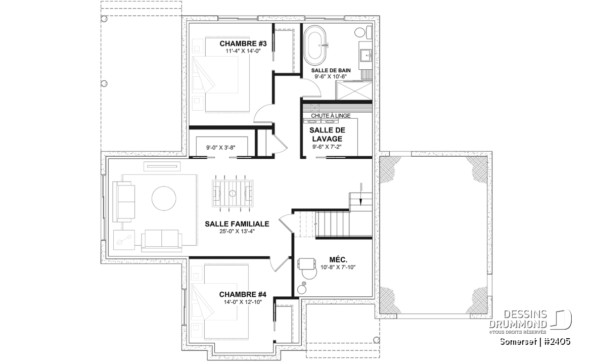 Sous-sol aménagé (Optionel $) - Plain-pied Farmhouse Moderne avec Terrasse Abritée, Garage et Sous-Sol Évolutif - Somerset