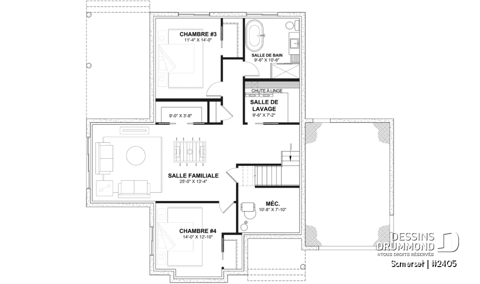 Sous-sol aménagé (Optionel $) - Plain-pied Farmhouse Moderne avec Terrasse Abritée, Garage et Sous-Sol Évolutif - Somerset