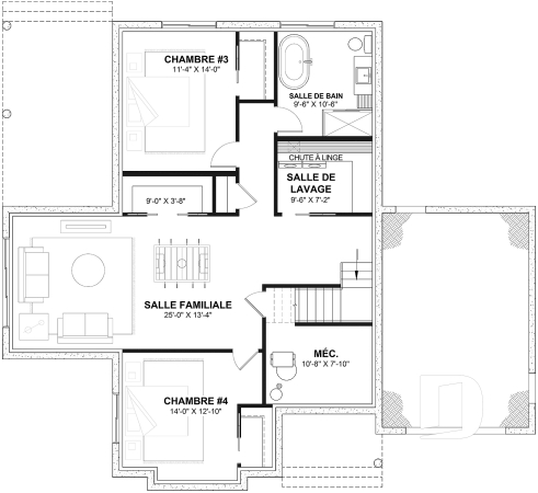 Sous-sol aménagé (Optionel $) - Plain-pied Farmhouse Moderne avec Terrasse Abritée, Garage et Sous-Sol Évolutif - Somerset