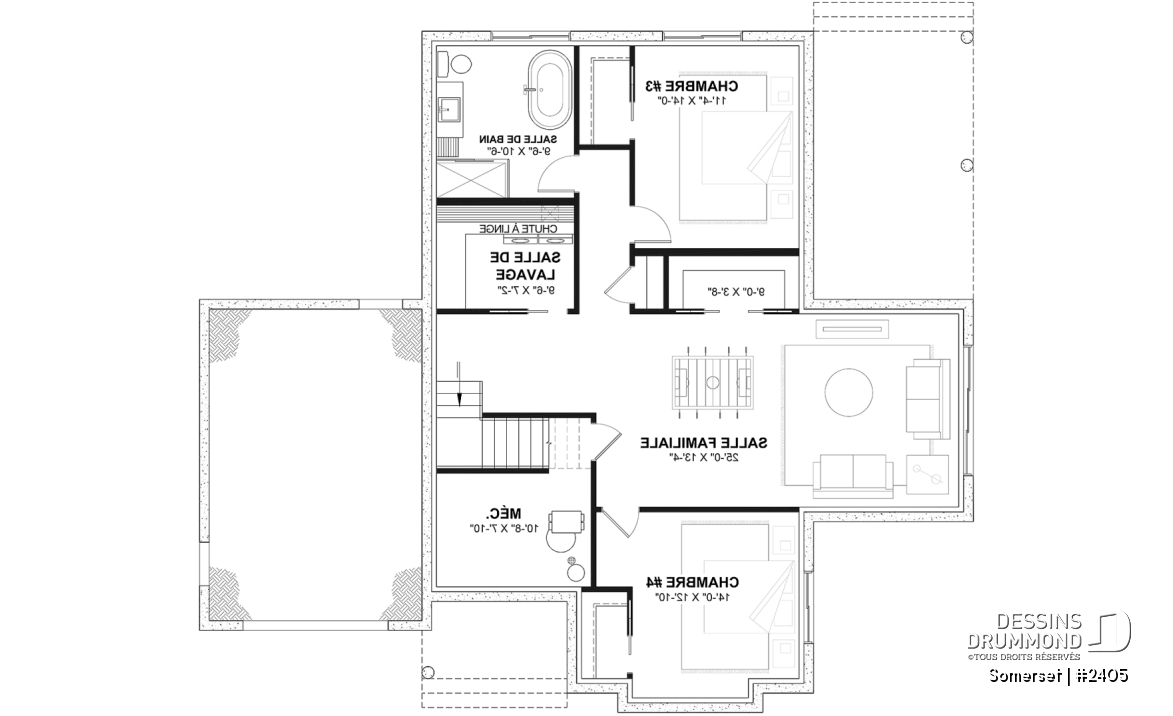 Sous-sol aménagé (Optionel $) - Plain-pied Farmhouse Moderne avec Terrasse Abritée, Garage et Sous-Sol Évolutif - Somerset