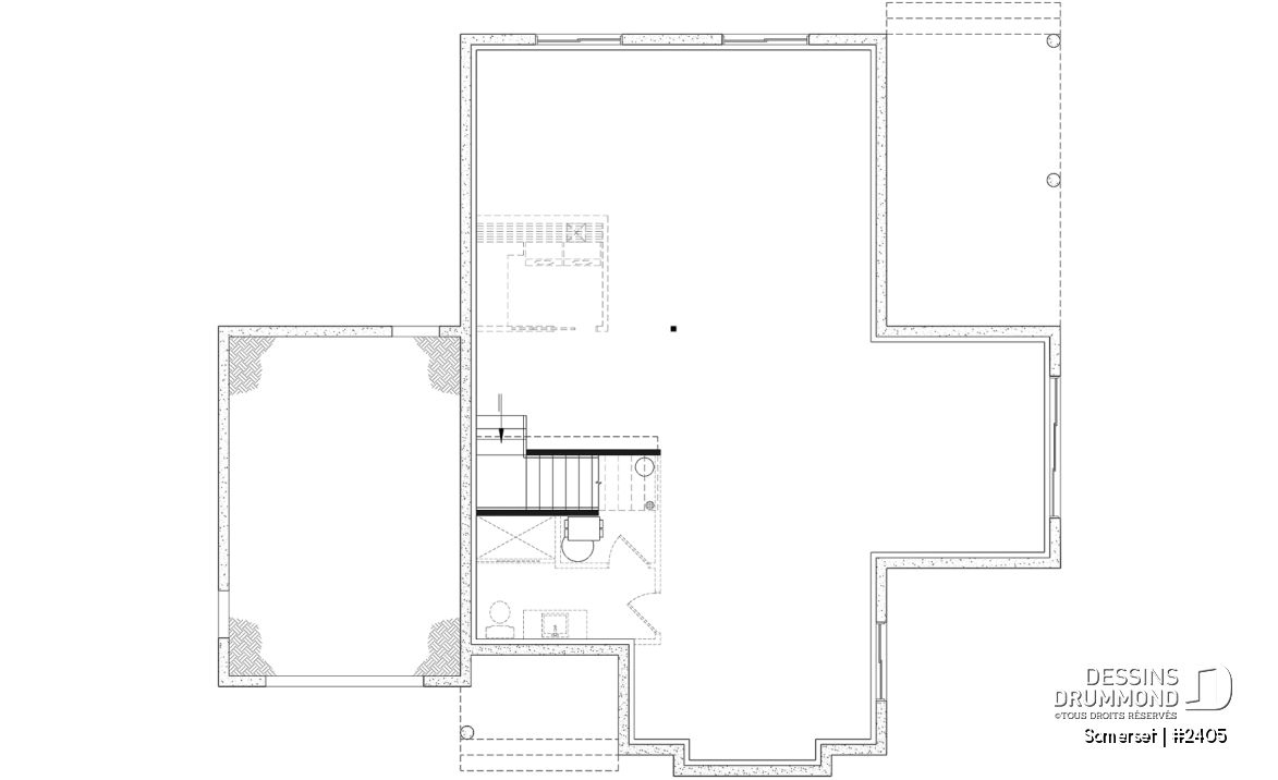Sous-sol aménageable - Plain-pied Farmhouse Moderne avec Terrasse Abritée, Garage et Sous-Sol Évolutif - Somerset