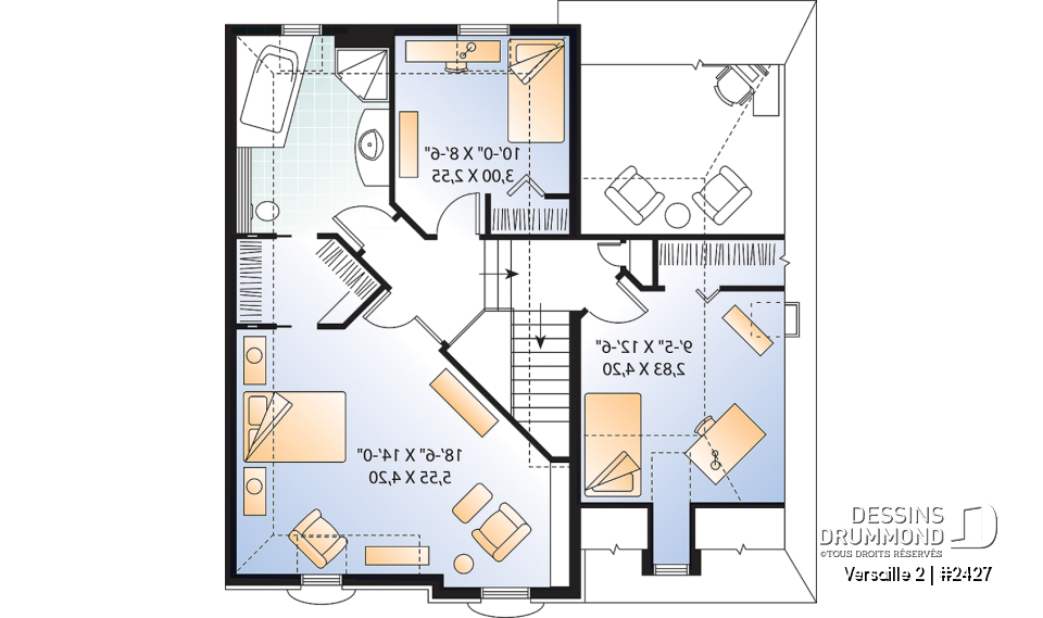 Étage - Maison victorienne, grande suite des maîtres, 3 chambres, bureau à domicile ou salle de jeux, garage - Versaille 2