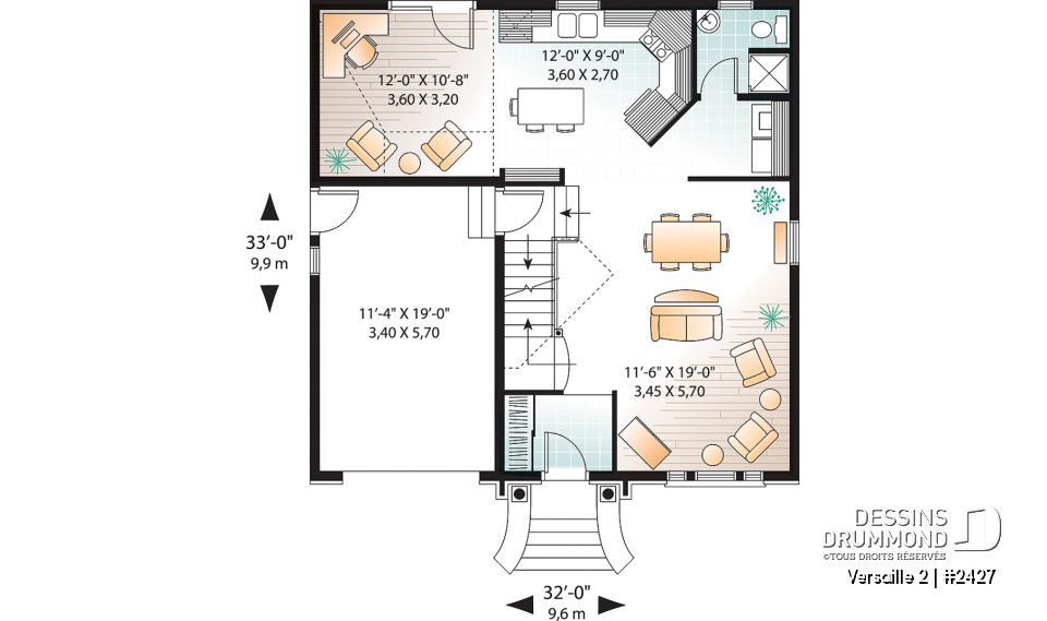 Rez-de-chaussée - Maison victorienne, grande suite des maîtres, 3 chambres, bureau à domicile ou salle de jeux, garage - Versaille 2