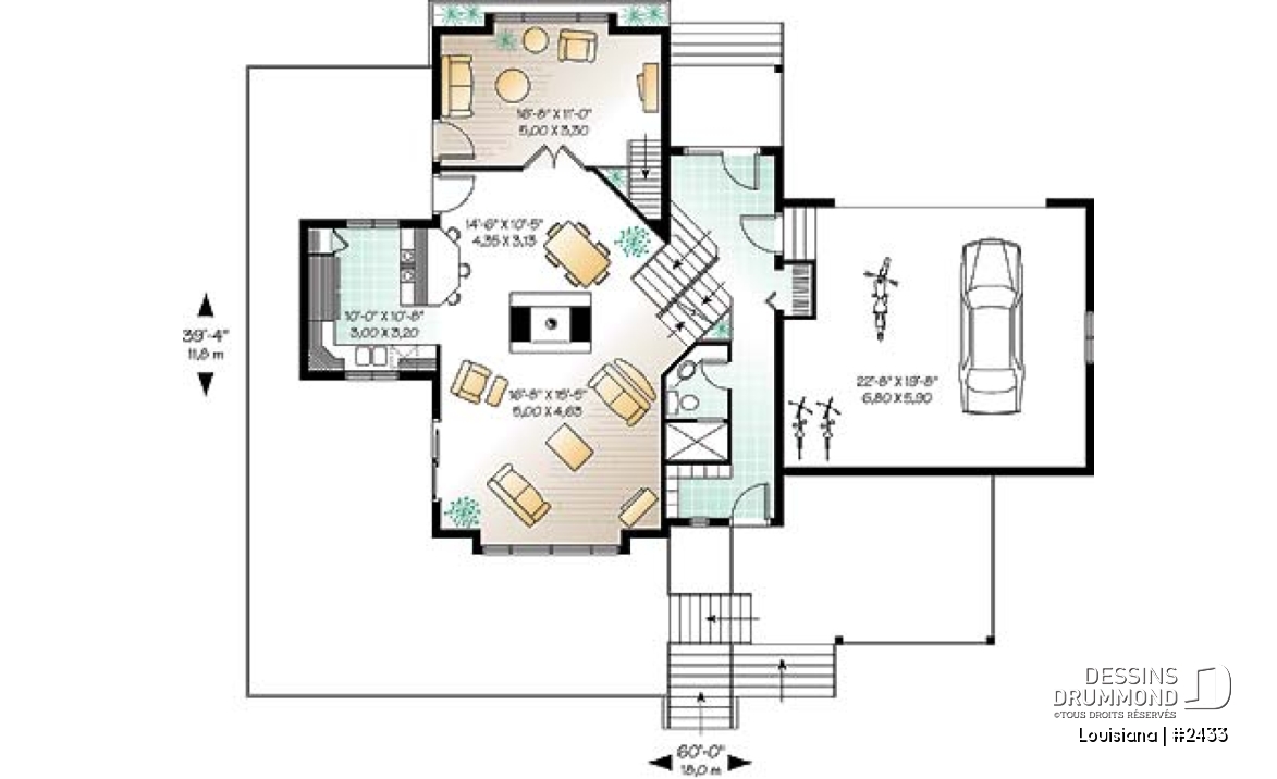 Rez-de-chaussée - Chalet bord de l'eau, 3 chambres, 3.5 salles de bain, aire ouverte, 2 salons, foyer central, grande terrass - Louisiana