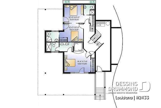 Sous-sol - Plan de chalet 3 chambres, 3.5 salles de bain, aire ouverte, 2 salons, foyer central, grande terrass - Louisiana