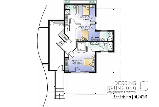 Sous-sol - Plan de chalet 3 chambres, 3.5 salles de bain, aire ouverte, 2 salons, foyer central, grande terrass - Louisiana