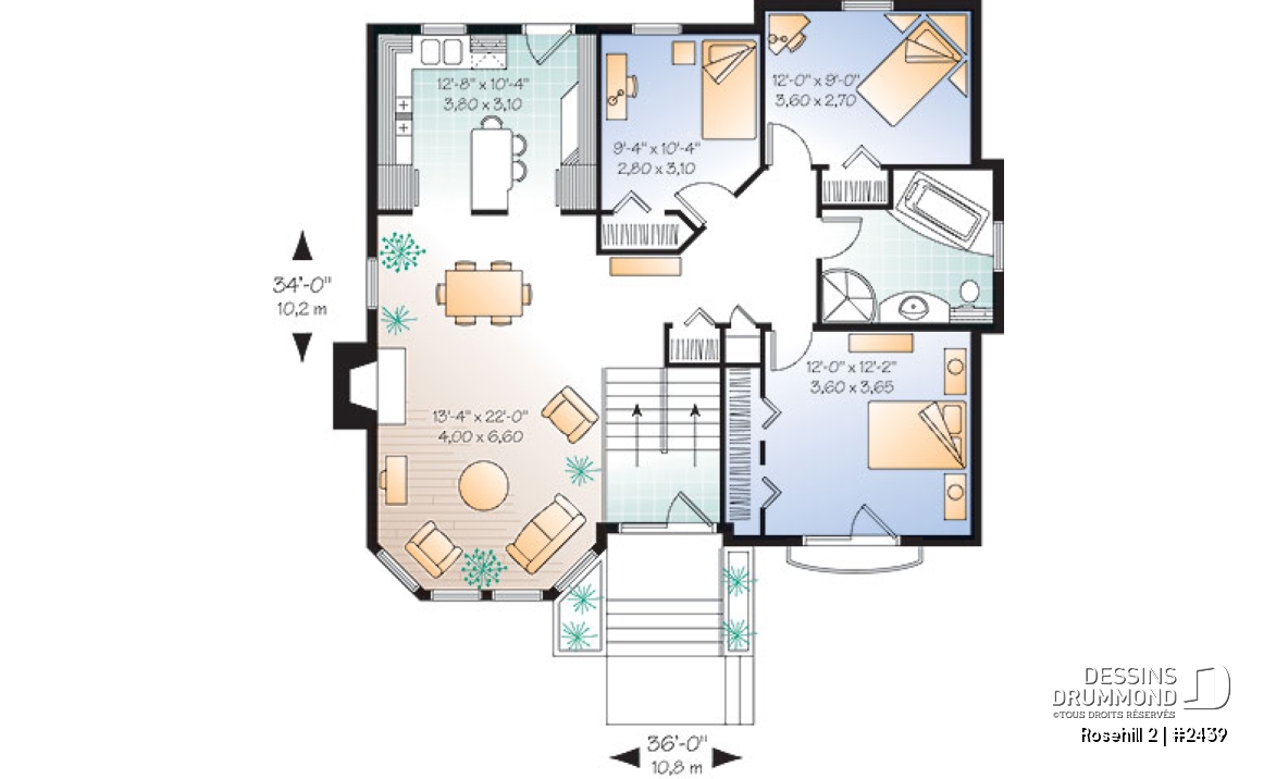 Rez-de-chaussée - Plan de split-level, 3 chambres, belle salle familiale avec foyer, sous-sol à aménager - Rosehill 2