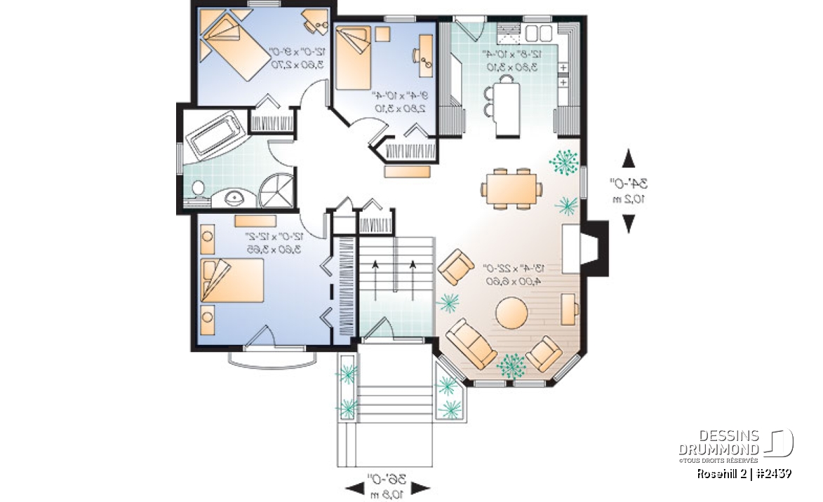 Rez-de-chaussée - Plan de split-level, 3 chambres, belle salle familiale avec foyer, sous-sol à aménager - Rosehill 2
