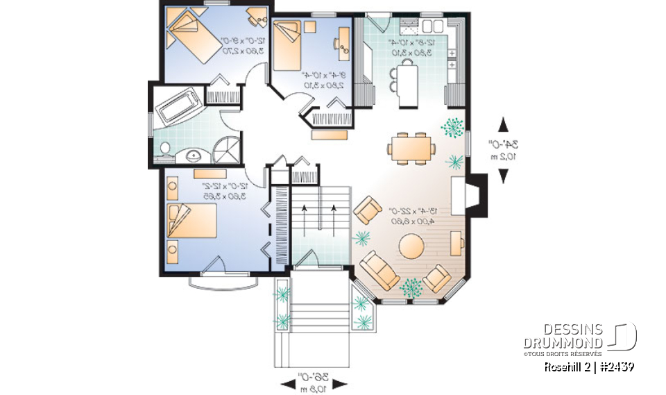 Rez-de-chaussée - Plan de split-level, 3 chambres, belle salle familiale avec foyer, sous-sol à aménager - Rosehill 2