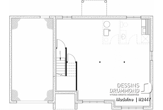 Sous-sol aménageable - Plan de maison à entrée split, économique, garage avec rangement, 2 à 4 chambres, s-sol aménagé optionnel ($) - Madeline 