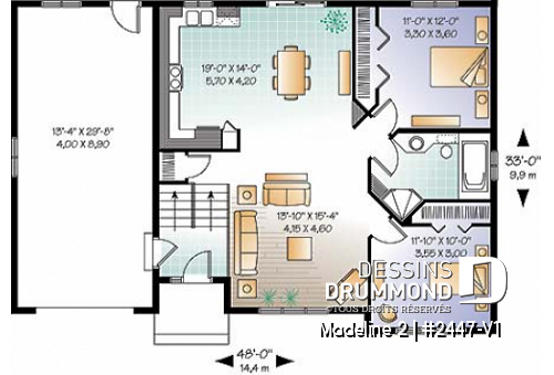 Rez-de-chaussée - Bungalow split level avec garage, 2 chambres, grande cuisine - Madeline 2