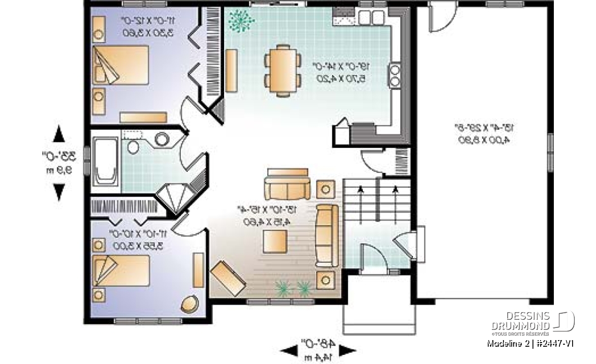 Rez-de-chaussée - Bungalow split level avec garage, 2 chambres, grande cuisine - Madeline 2