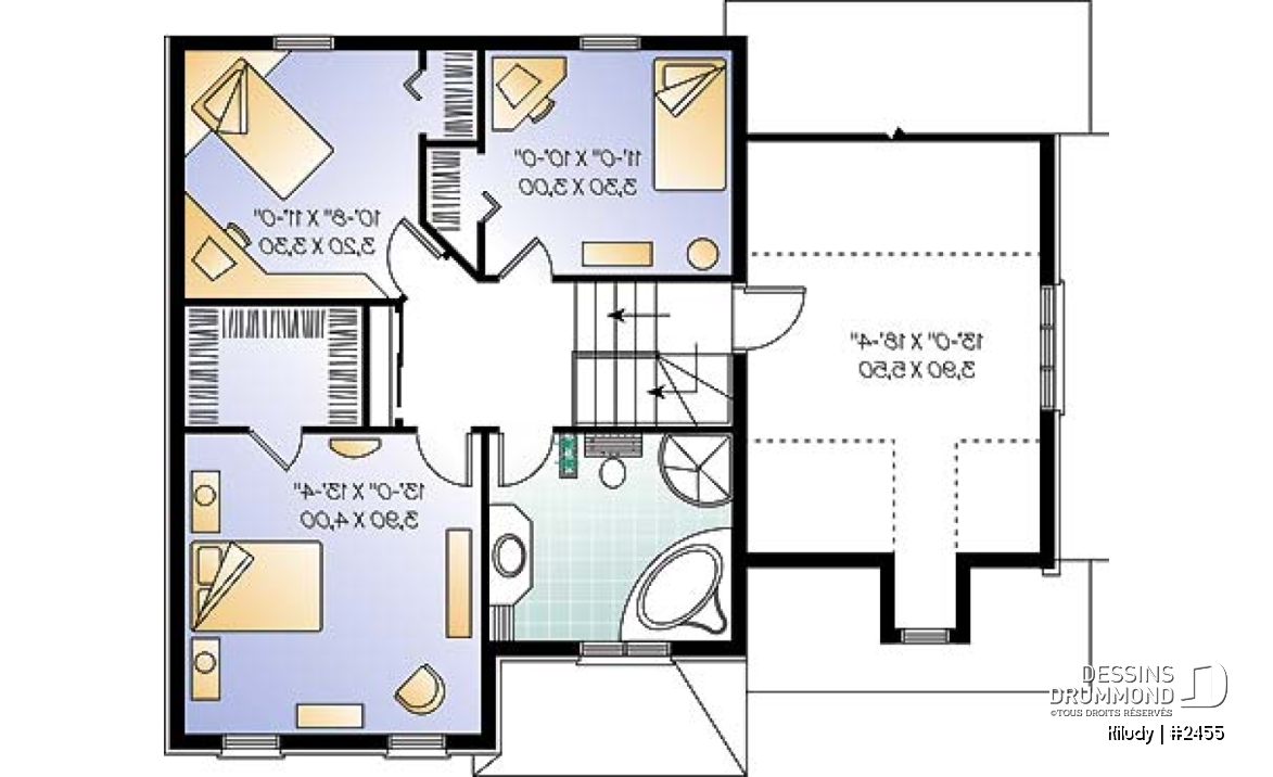 Étage - Maison style européenne, espace boni au-dessus du garage, 3 chambres, vestibule, grande salle bain - Kiludy