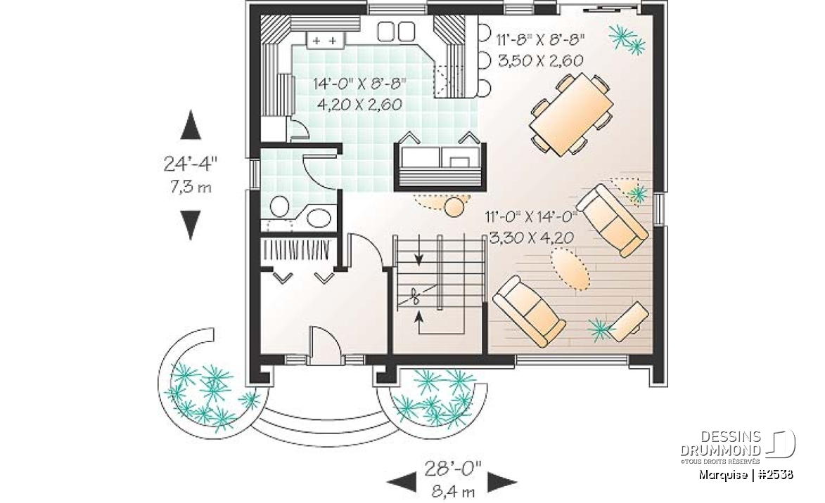 Rez-de-chaussée - Modèle Européen, 3 chambre, grande entrée fermée avec garde-robe, espace ouvert - Marquise