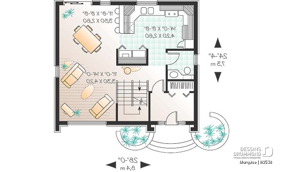 Rez-de-chaussée - Modèle Européen, 3 chambre, grande entrée fermée avec garde-robe, espace ouvert - Marquise