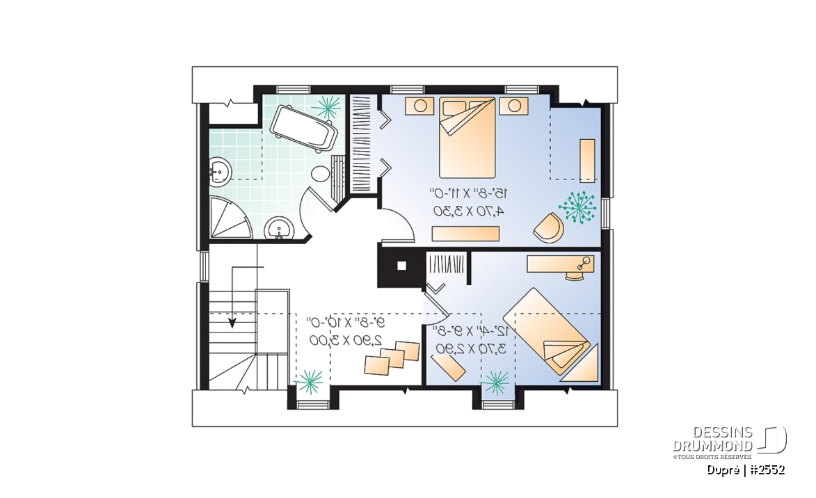 Étage - Maison ancestrale en pierre, salle à diner en solarium, 2 chambres à l'étage, foyer, espace ouvert - Dupré