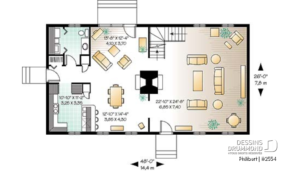 Rez-de-chaussée - Maison de style Normand ancestral, 4 chambres, espace ouvert, 2 séjours, foyer central - Philibert
