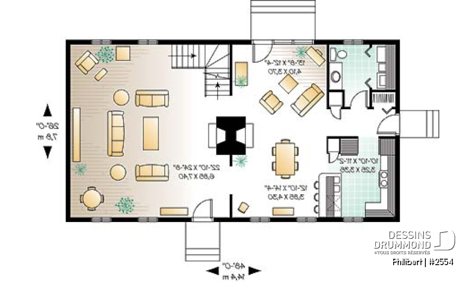 Rez-de-chaussée - Maison de style Normand ancestral, 4 chambres, espace ouvert, 2 séjours, foyer central - Philibert