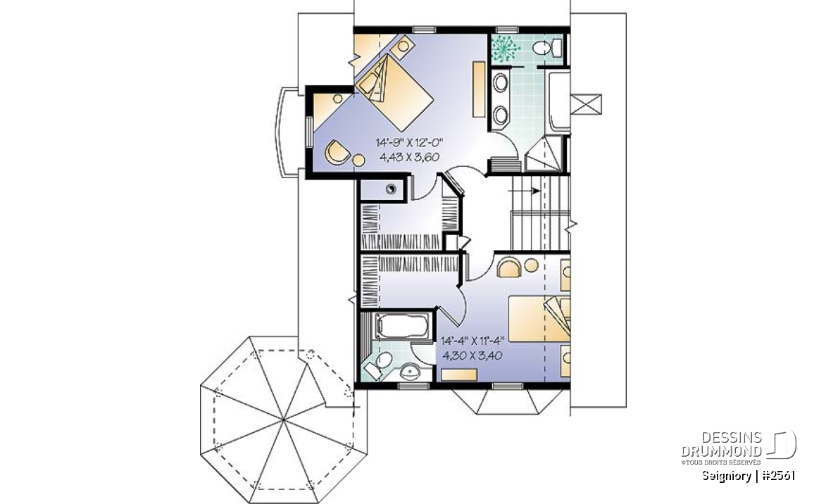 Étage - Jolie maison champêtre avec 3 chambres dont suite des maîtres &amp; ch. invités, foyer mitoyen et balcon - Seigniory