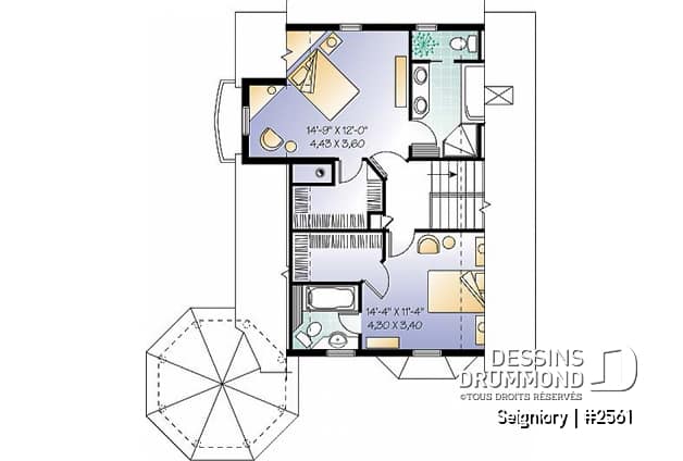 Étage - Jolie maison champêtre avec 3 chambres dont suite des maîtres & ch. invités, foyer mitoyen et balcon - Seigniory
