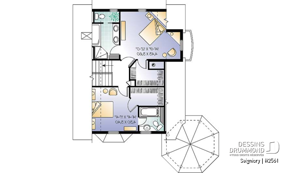 Étage - Jolie maison champêtre avec 3 chambres dont suite des maîtres &amp; ch. invités, foyer mitoyen et balcon - Seigniory