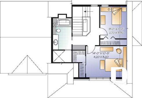 Étage - Plan champêtre, 2 chambres,  garage, salon chaleureux avec foyer - Napoléon 2