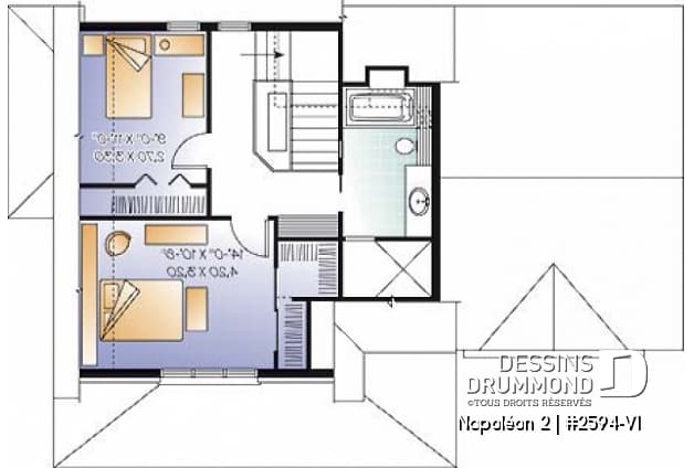 Étage - Plan champêtre, 2 chambres,  garage, salon chaleureux avec foyer - Napoléon 2