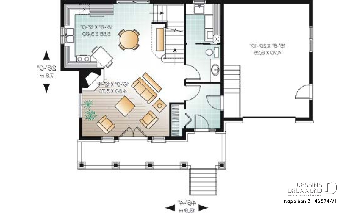 Rez-de-chaussée - Plan champêtre, 2 chambres,  garage, salon chaleureux avec foyer - Napoléon 2