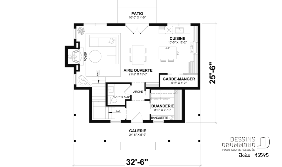 Rez-de-chaussée - Maison campagne française à étage avec foyer central, îlot de cuisine et galerie abritée - Eloise