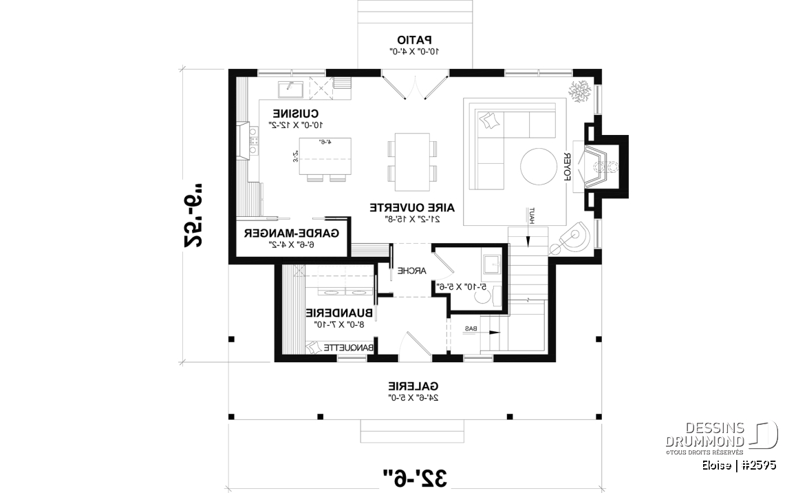 Rez-de-chaussée - Maison campagne française à étage avec foyer central, îlot de cuisine et galerie abritée - Eloise