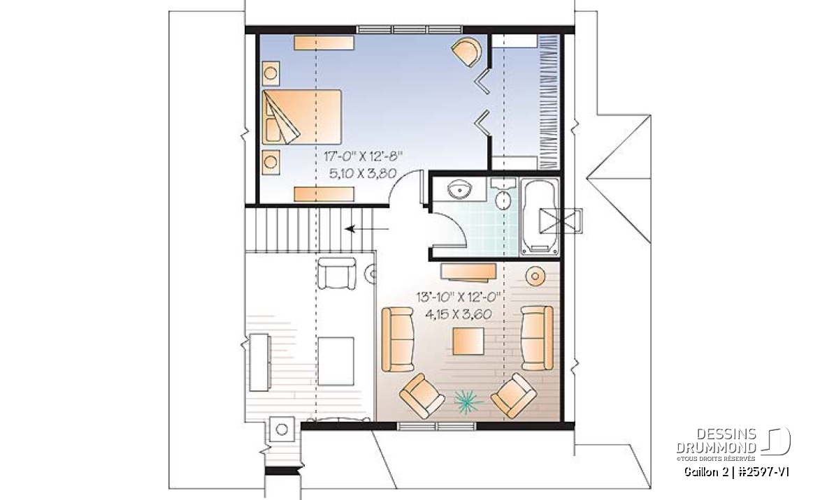 Étage - Maison de style Cape Cod, 2 - 3 chambres, 2 salles de séjour, plafond à 9 pieds au rdc. et mezzanine - Gaillon 2