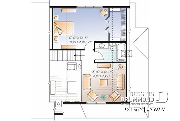 Étage - Maison de style Cape Cod, 2 - 3 chambres, 2 salles de séjour, plafond à 9 pieds au rdc. et mezzanine - Gaillon 2