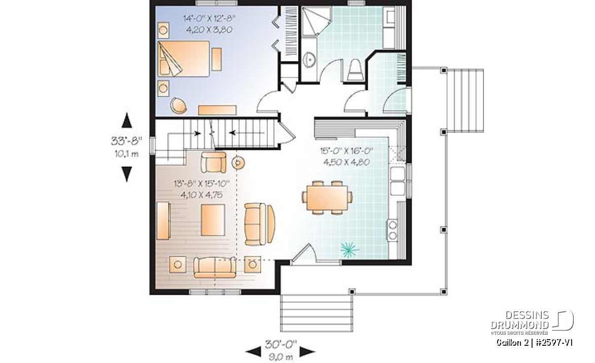 Rez-de-chaussée - Maison de style Cape Cod, 2 - 3 chambres, 2 salles de séjour, plafond à 9 pieds au rdc. et mezzanine - Gaillon 2