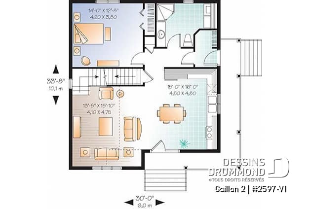 Rez-de-chaussée - Maison de style Cape Cod, 2 - 3 chambres, 2 salles de séjour, plafond à 9 pieds au rdc. et mezzanine - Gaillon 2
