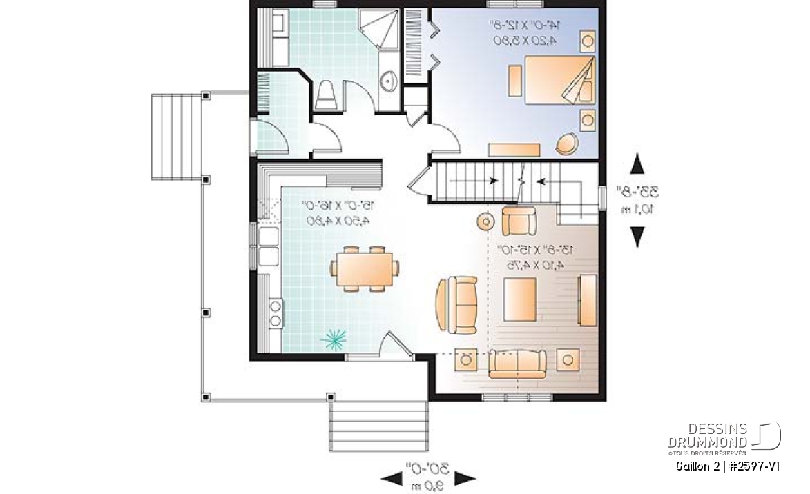Rez-de-chaussée - Maison de style Cape Cod, 2 - 3 chambres, 2 salles de séjour, plafond à 9 pieds au rdc. et mezzanine - Gaillon 2