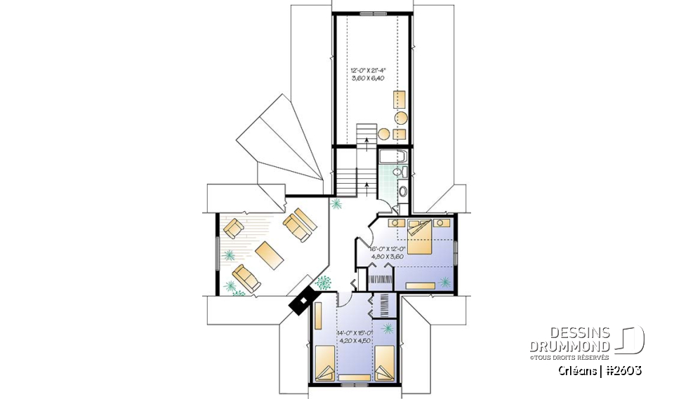 Étage - Chalet, garage double, salle à manger avec vue panoramique, 3 à 4 chambres, fondation dalle - Orléans