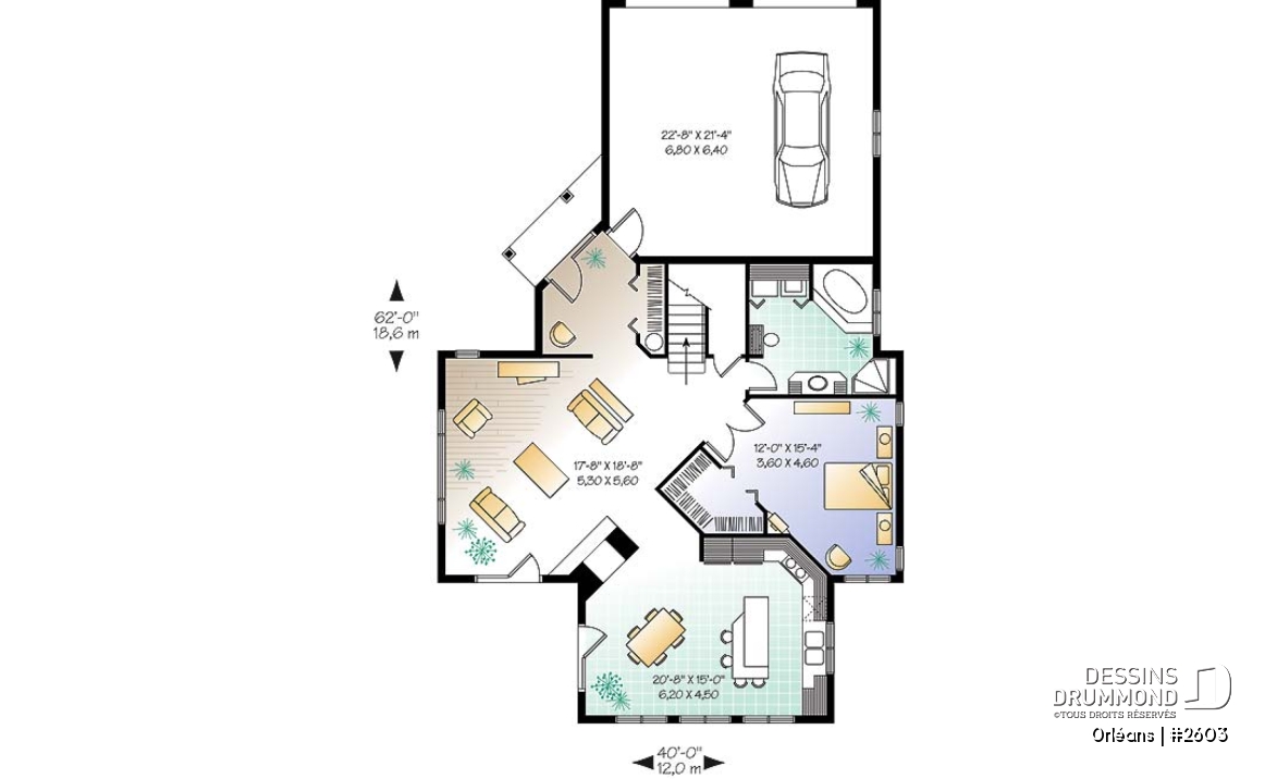 Rez-de-chaussée - Chalet, garage double, salle à manger avec vue panoramique, 3 à 4 chambres, fondation dalle - Orléans