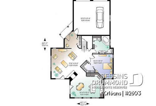 Rez-de-chaussée - Chalet, garage double, salle à manger avec vue panoramique, 3 à 4 chambres, fondation dalle - Orléans