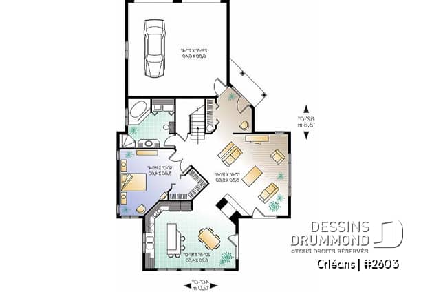 Rez-de-chaussée - Chalet, garage double, salle à manger avec vue panoramique, 3 à 4 chambres, fondation dalle - Orléans