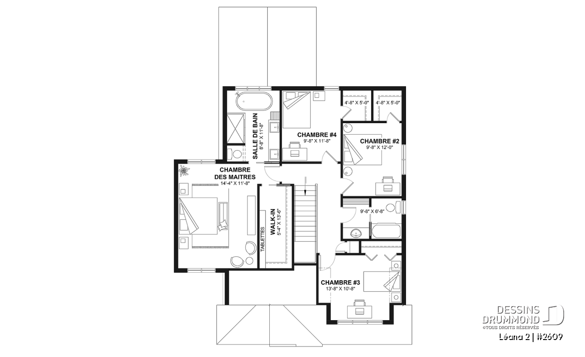 Étage - Maison avec garage, 3 chambres + un bureau, suite parentale à l'étage, foyer au bois et garage simple - Léana 2