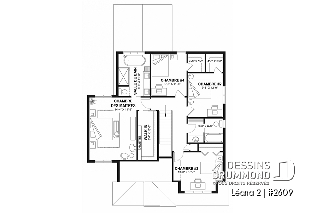 Étage - Maison avec garage, 3 chambres + un bureau, suite parentale à l'étage, foyer au bois et garage simple - Léana 2