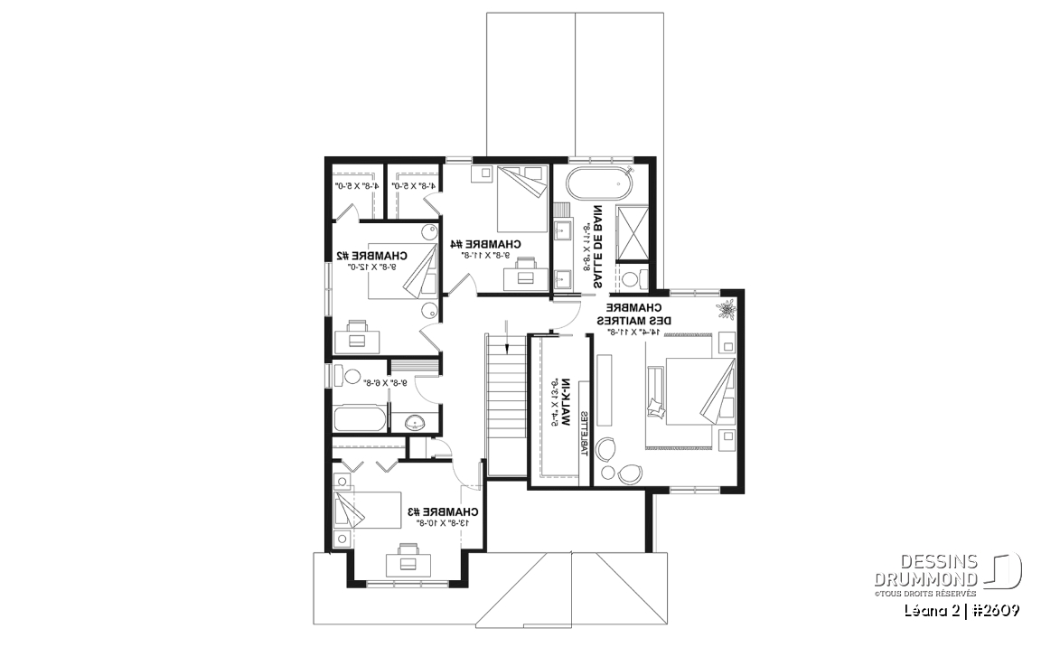 Étage - Maison avec garage, 3 chambres + un bureau, suite parentale à l'étage, foyer au bois et garage simple - Léana 2